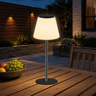 Rechargeable Solar Outdoor Table Lamp with Light Sensor, Waterproof Battery-Powered Patio Light, Dimmable Warm White & RGB LED Lantern for Terrace Use