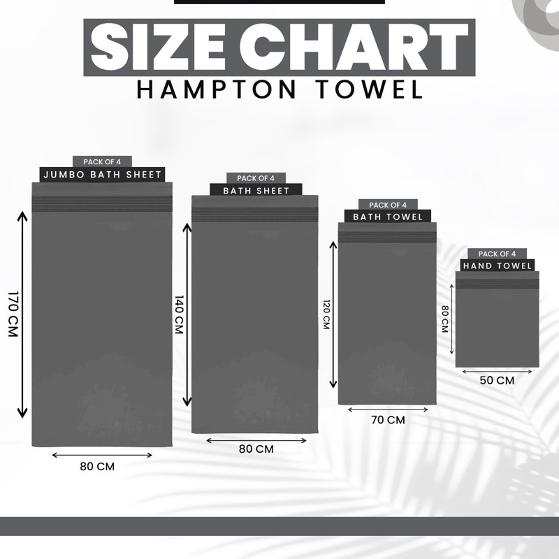 Midweight Bath Towel, Charcoal, Hand Towel - 4 Pack