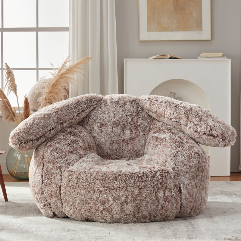 Fauteuil à billes en fausse fourrure de 39 po de largeur, Brun