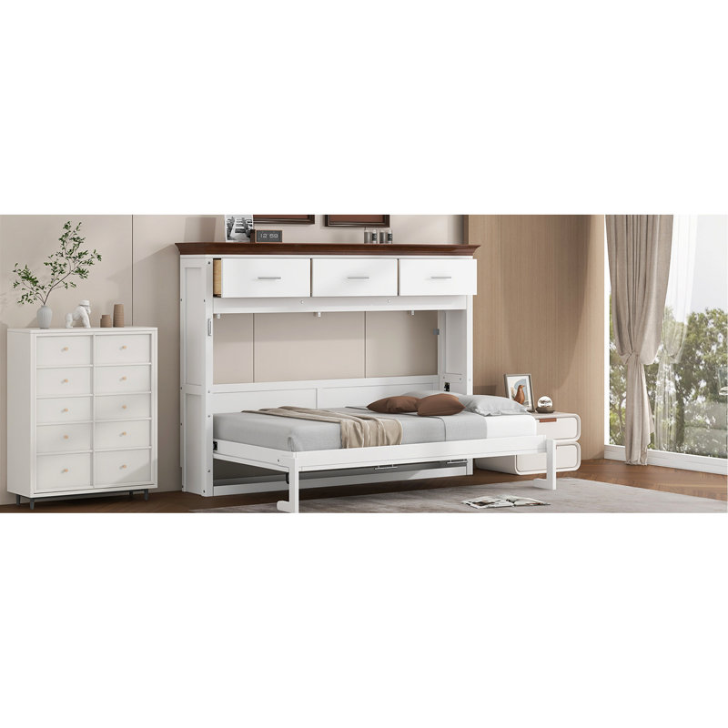 Lit simple blanc, 3 tiroirs pour le rangement et la construction, lit peu encombrant et durable, blanc, grand espace de rangement, facile à assembler