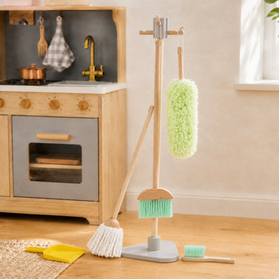 Teamson Kids Little Helper, 6 pièces Ensemble de produits de nettoyage ménager avec support d'organisation Pretend Play
