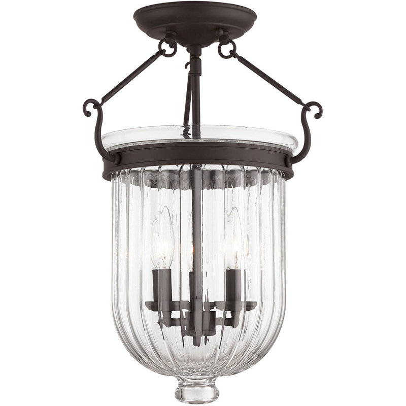 Glass Semi Flush Mount, Bronze