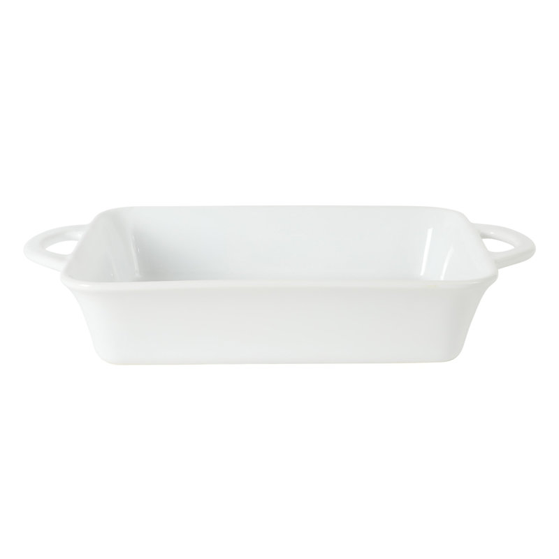 Plat de cuisson en grès blanc de 2,5 pintes avec poignées Gibson Home, 2,5 pte