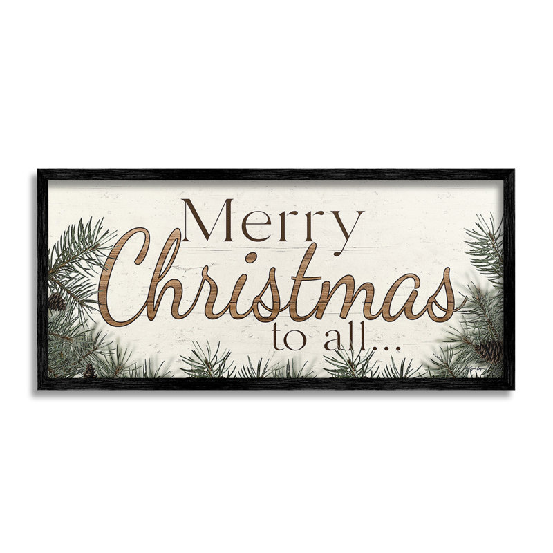 "Cadre de photo typographique Woodland Christmas" par Susie Boyer sur toile, Giclée encadrée noir minuit, H 13 po x l 30 po