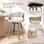 Tabouret de comptoir pivotant moderne de 25,8 po avec dossier incurvé et structure en bois-750795435