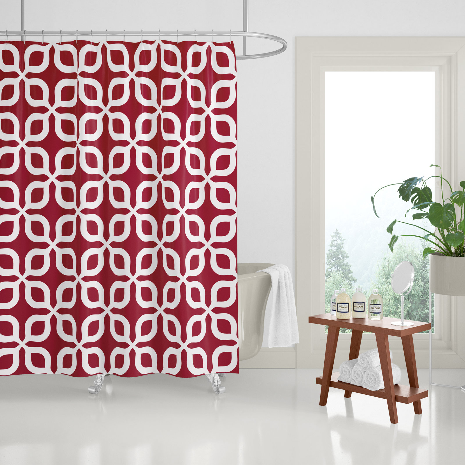 Pipper Polyester Shower Curtain, Red