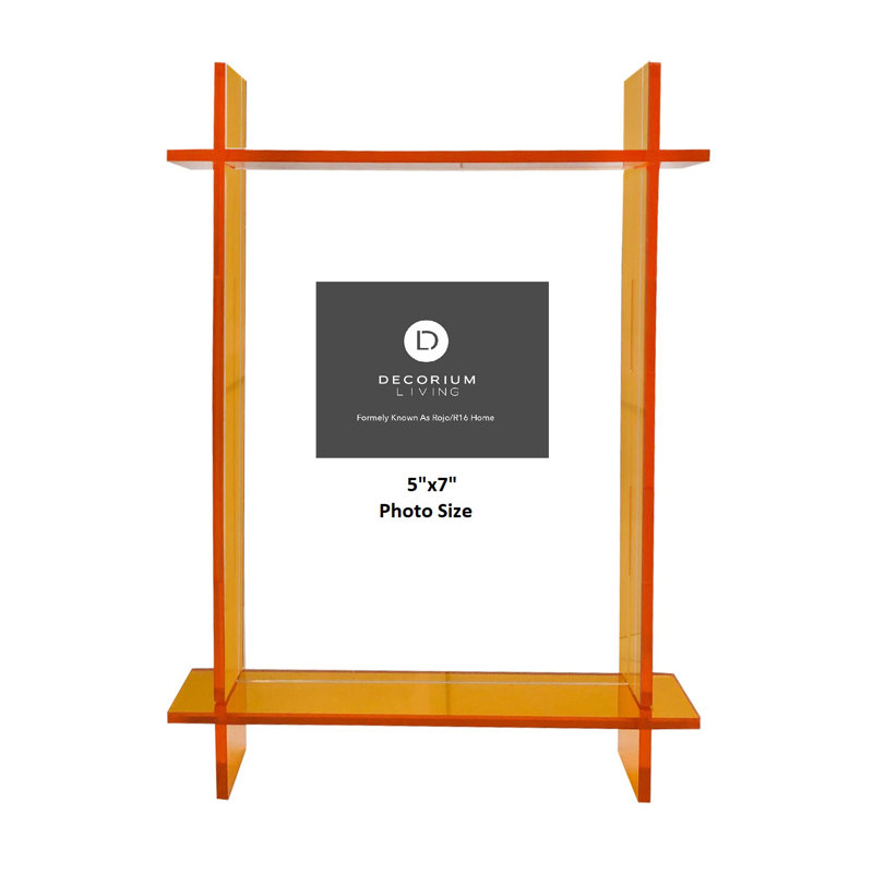Cadre flottant en plastique néon, 5 po x 7 po, Orange