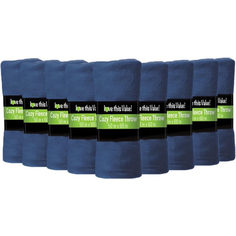 Cozy Comfort Fleece Throw Blanket, Dark Blue