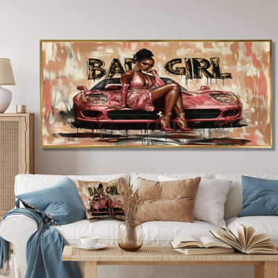 «Bad Girls Love Fast Cars - Fashion Girl Power», reproduction d'art mural