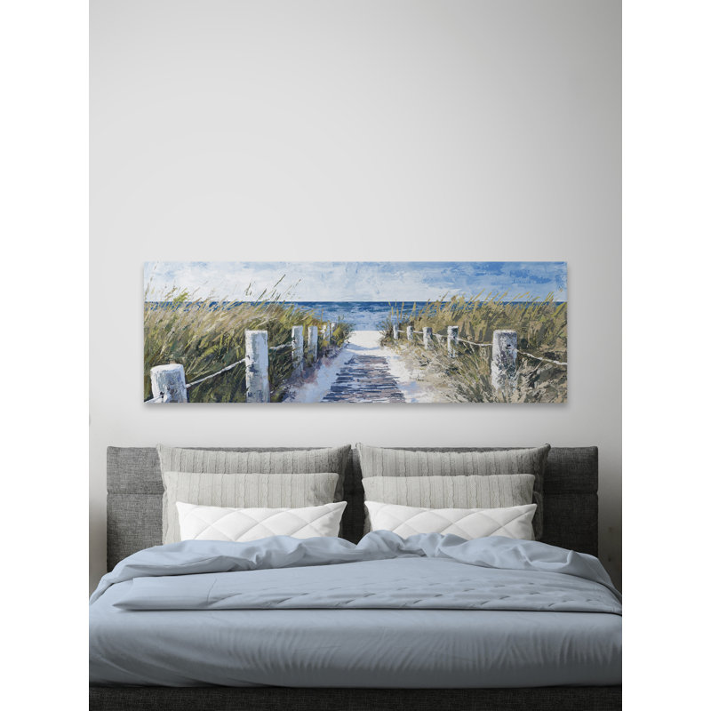 «Sandy Beach Pathway», peinture panoramique sur toile tendue, H 15 po x l 45 po x P 1,5 po