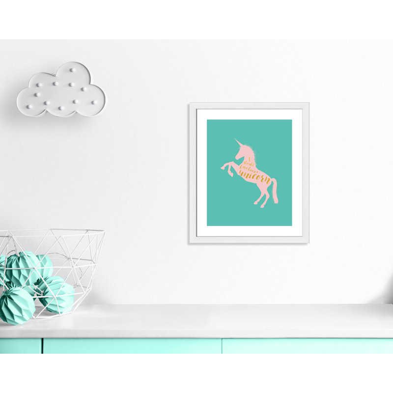 «Aurait dû être une licorne», art encadré, H 24,5 po x l 20,5 po x P 0,63 po, Cadre blanc