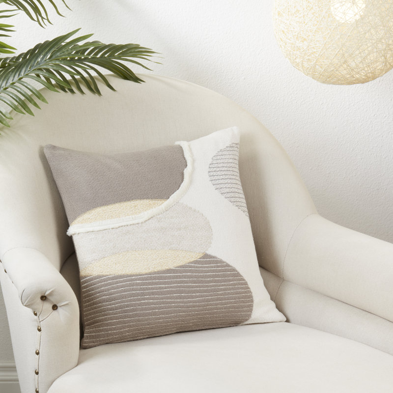 Colorful Geometric Cotton Throw Pillow with Poly Fill, 18"x18"