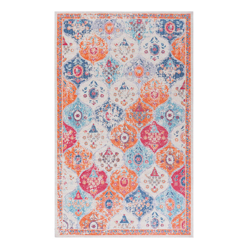 9X12 Washable Area Rug, Cream, Non-Shedding, Non-Slip, Low-Pile, Suitable For Living Room, Bedroom, Kitchen, Dining Pet & Water Absorbent,