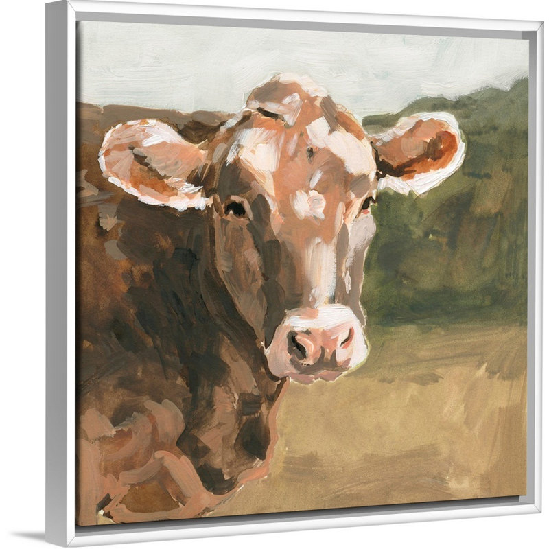 «On the pasture I», reproduction d'art sur toile, Cadre flottant blanc, H 17,7 po x l 17,7 po x P 1,75 po