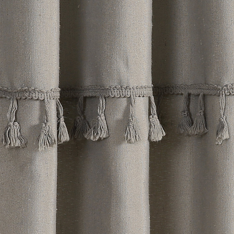 Paire de rideaux unis semi-transparents avec passe-tringle, Gris, l 40 po x L 84 po