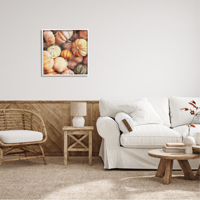 Automne citrouilles et gourdes - cadre flottant, impression sur bois, H 24 po x l 24 po x P 1,5 po