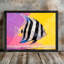 «Black Angelfish» rayé noir, impression de peinture marine vibrante et moderne-962244690