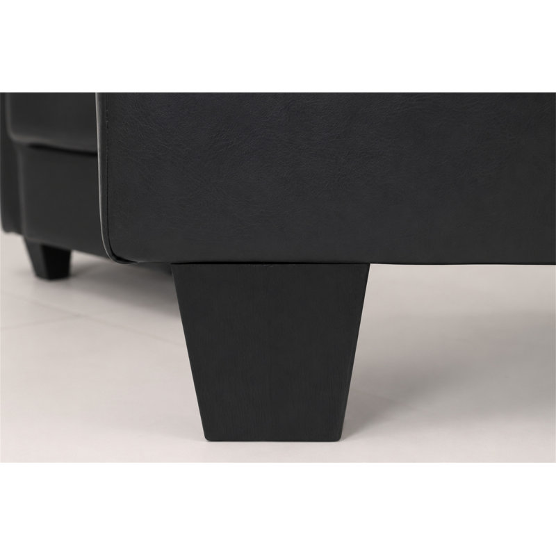Canapé modulaire flexible en polyuréthane, Black Faux Leather, 35.4" H x 93.3" W x 64.17" D
