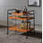 Adjustable Honey Oak & Black Serving Table, Stemware Rack Included, 3 Open Storage Compartments, 4 Wheels For Easy Movement, Strong Metal Frame, Dining Room Furniture