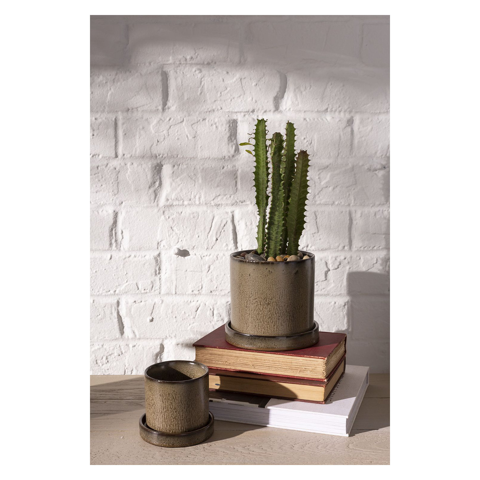 Tyron Ceramic Pot Planter, Brown, 5.5" H x 5" W x 5" D
