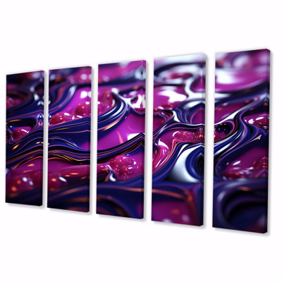 Ensemble de 5 décorations murales roses et mauves en cristal Essence IV - marbre abstrait