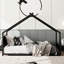 Lit simple avec lumières et fabrication en métal - sans sommier (métal noir,-102837238