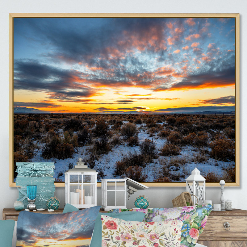 Winter Shrublands On Arkansas Desert sur toile, H 34 po x l 44 po x P 1,5 po, Cadre naturel flottant