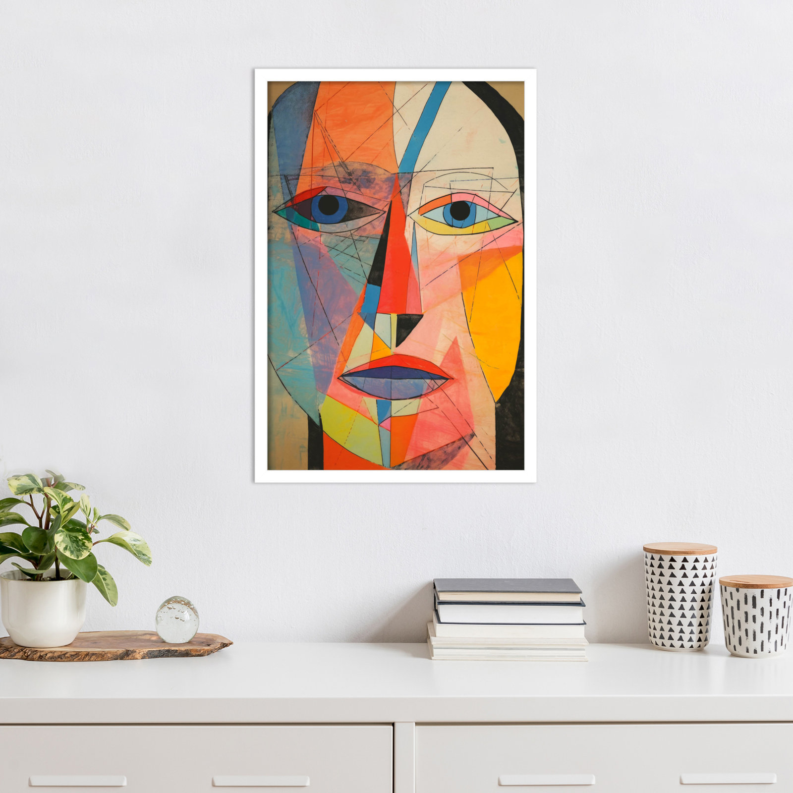 The Face Print by Treechild, White, 25" H x 17" W