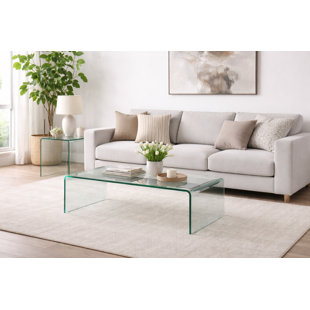 Waterfall Coffee Table With End Table Living Room Set