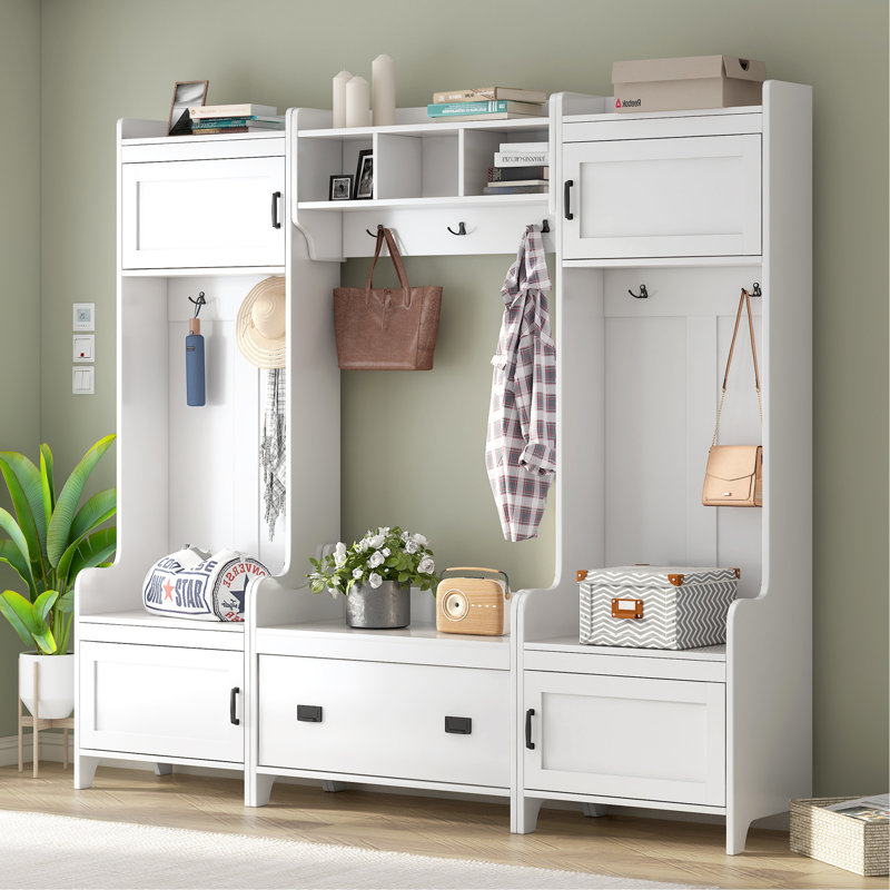 Versatile 4-In-1 Hallway Organizer With Multiple Storage Options And Stylish Hooks