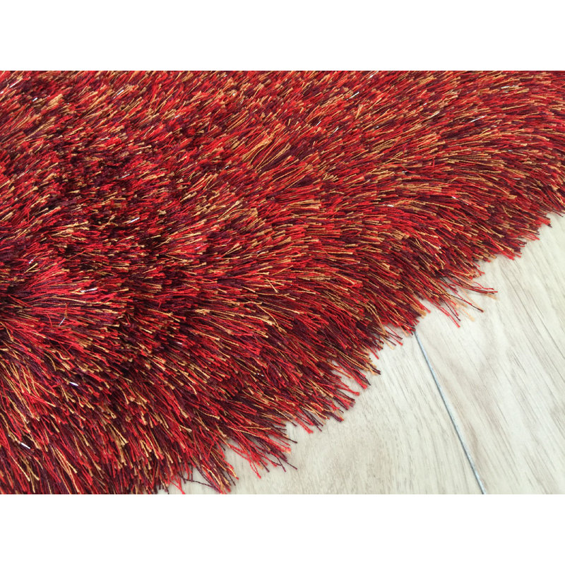 Tapis décoratif rouge touffeté à la main Grassingt, Rectangle 5 pi x 7 pi