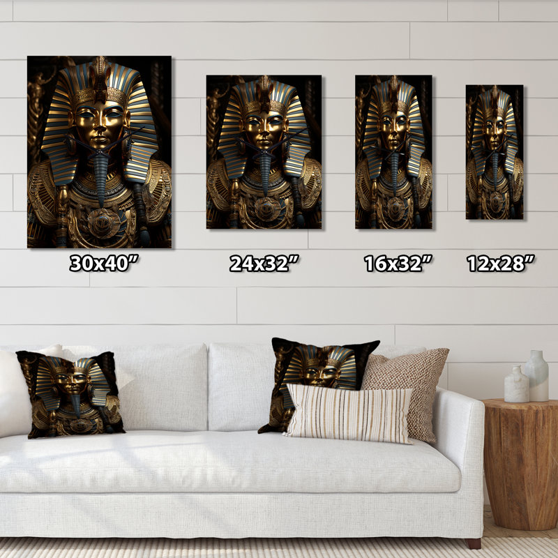 Pharaon doré égyptien - horloge murale moderne Égypte, H 28 po x l 12 po x P 1 po