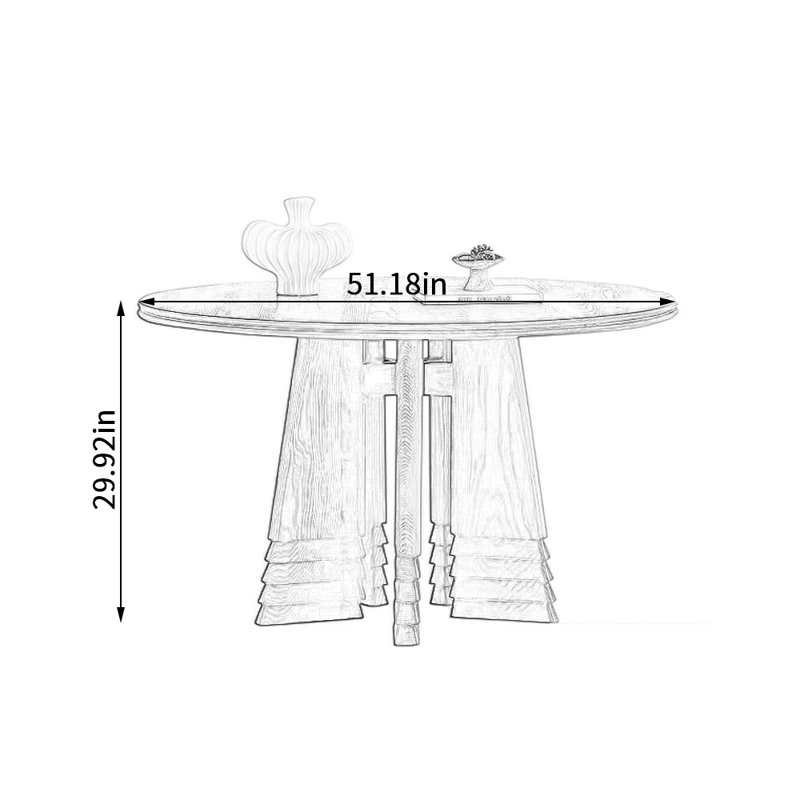 Table de salle à manger en bois de frêne, H 29,92 po x L 51,18 po x l 51,18 po