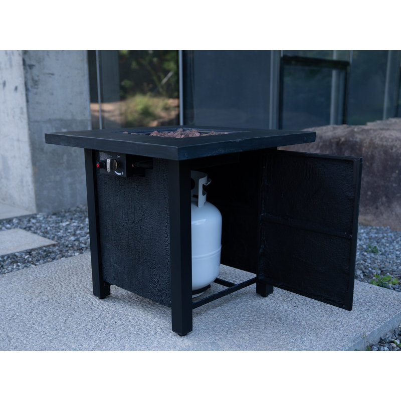 Table de foyer d'extérieur, Noir, noir, noir, noir, H 25 po x l 27,95 po x P 27,95 po