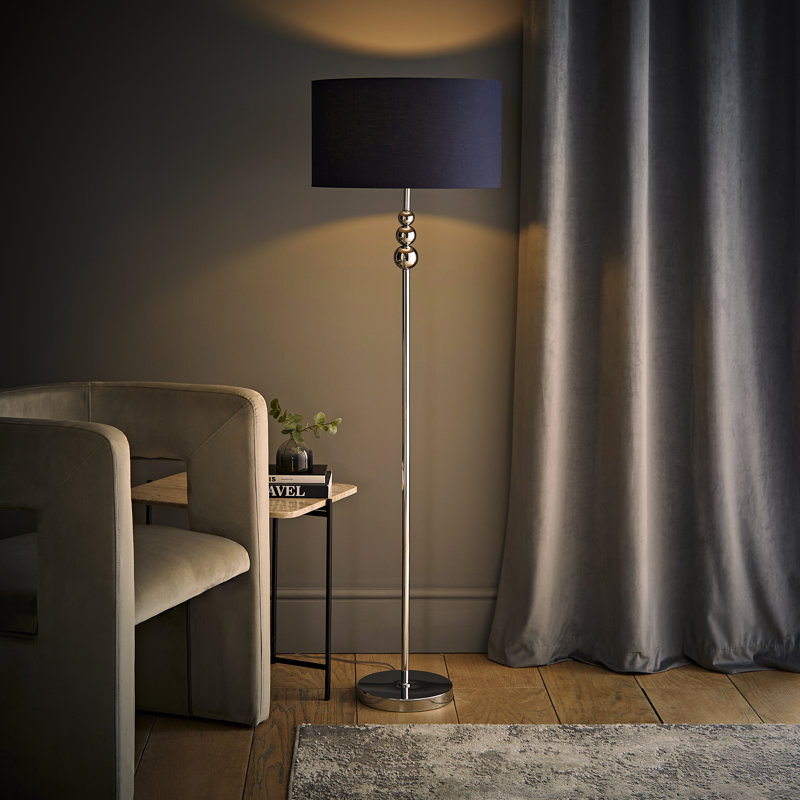 Randalia 145cm Traditional Floor Lamp, Navy, Chrome 