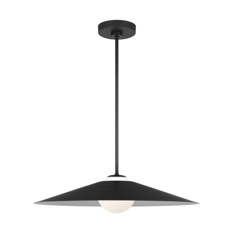 Luminaire suspendu de cuisine 1 lumière Astra avec abat-jour nickel brossé, Nuit noire