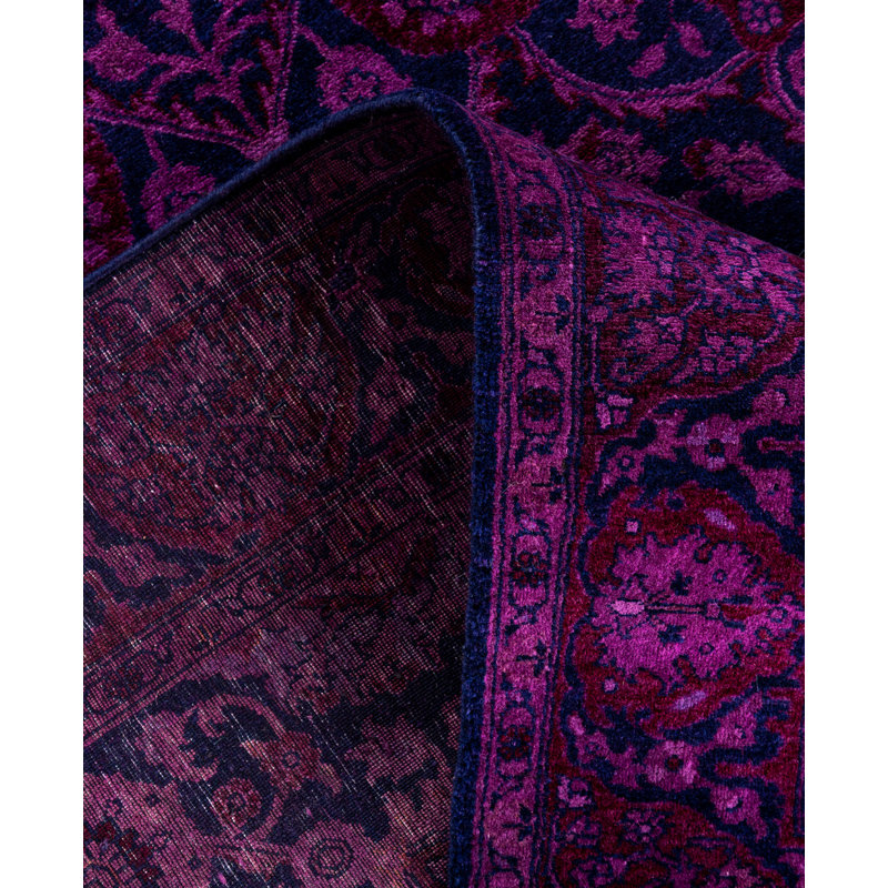 Overdyed Hand-Knotted Wool Modern-Contemporary Purple Area Rug 4' 1" x 6' 5"