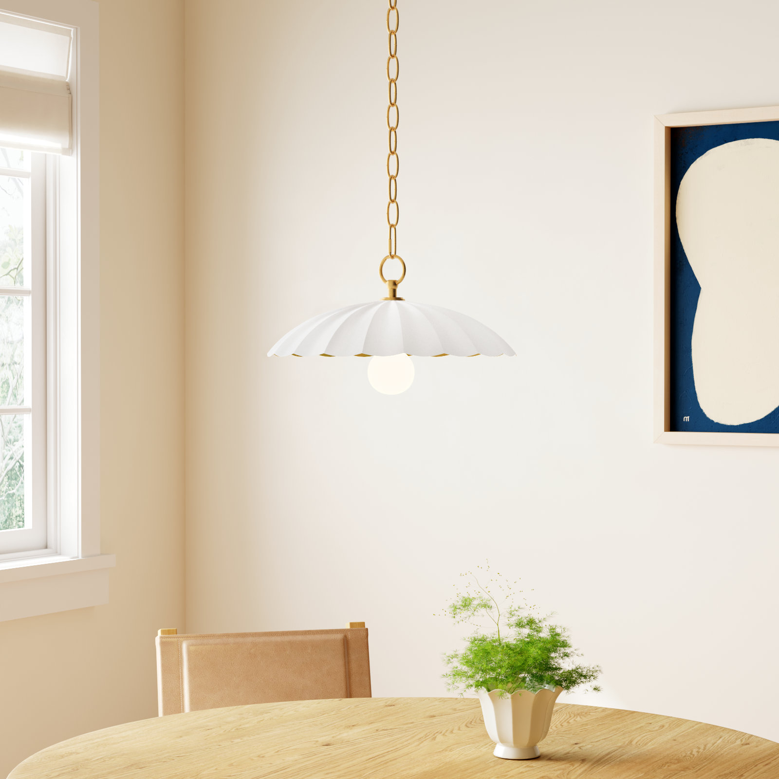 Granduca Single Light Metal Steel Dimmable Pendant, Matte White