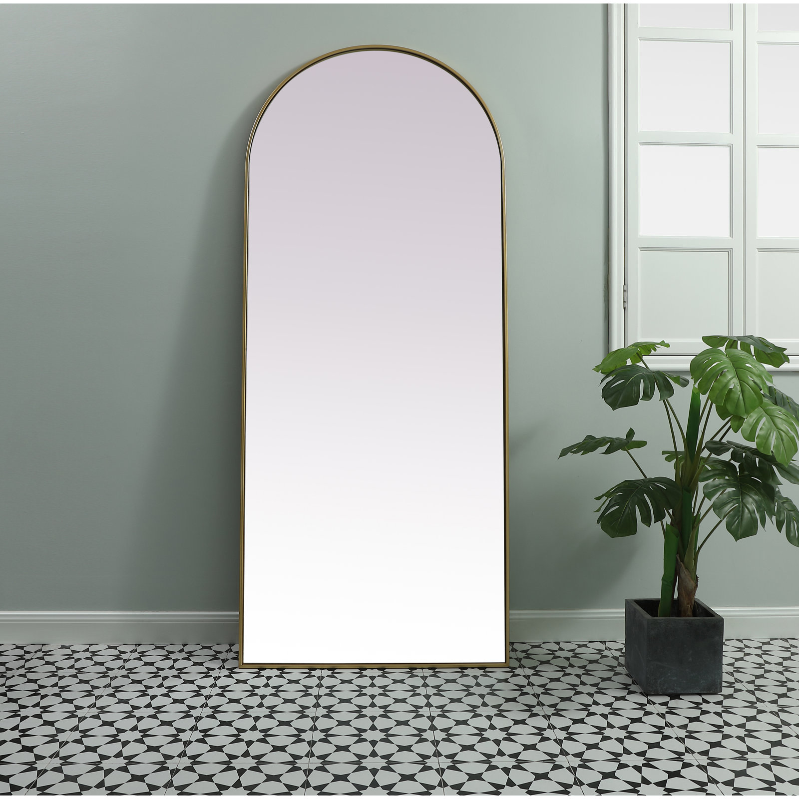 Sabine Accent Mirror, Brass, 76" x 32"