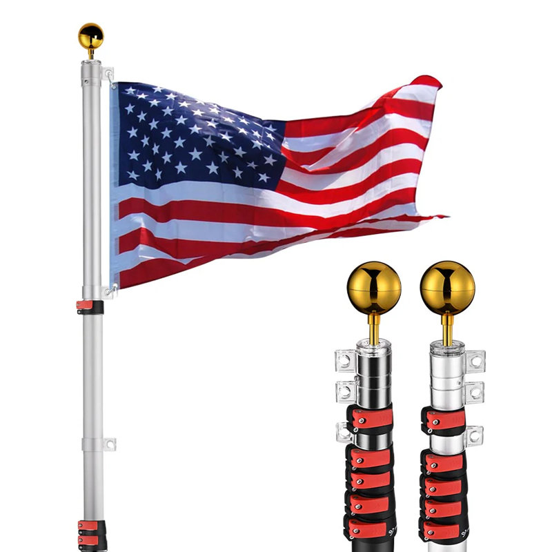 Ensemble de mât télescopique American, Argent argent, H 240 po x l 2 po