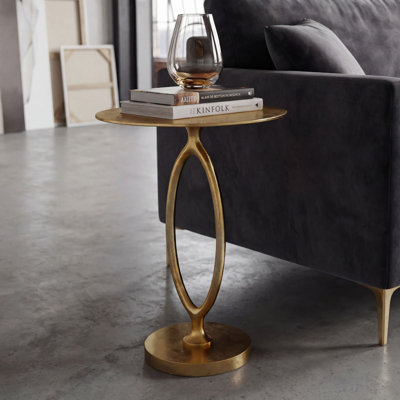 Gold Round Aluminium Side Table with Openwork Base