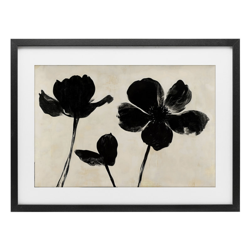 «Inky Black Florals», reproduction encadrée sous verre, design by Creative Studio, H 14 po x l 20 po, Cadre noir minuit