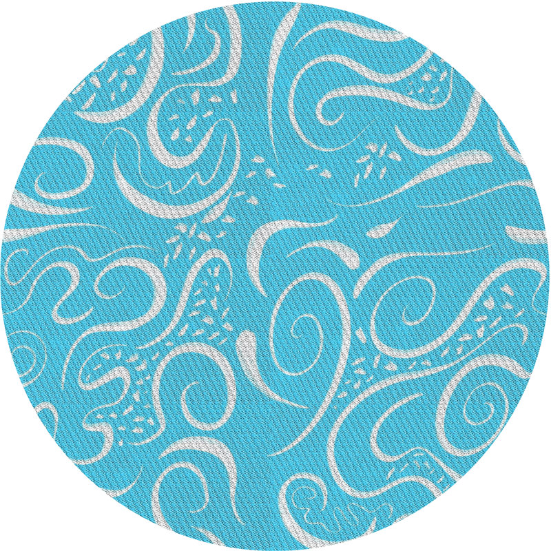 Tapis décoratif abstrait bleu, Rond 5 pi