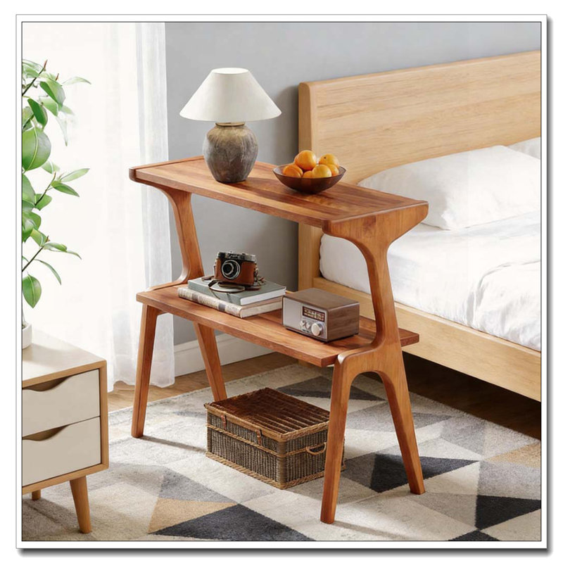 Table de rangement, table de bout compacte, table d'appoint en bois, Cerisier