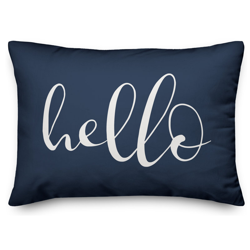 Hello Outdoor Rectangular Pillow Cover & Insert, Navy