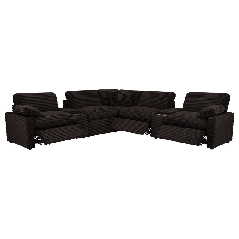 Canapé modulaire inclinable électrique brun chocolat 7 pièces Collins, Brown