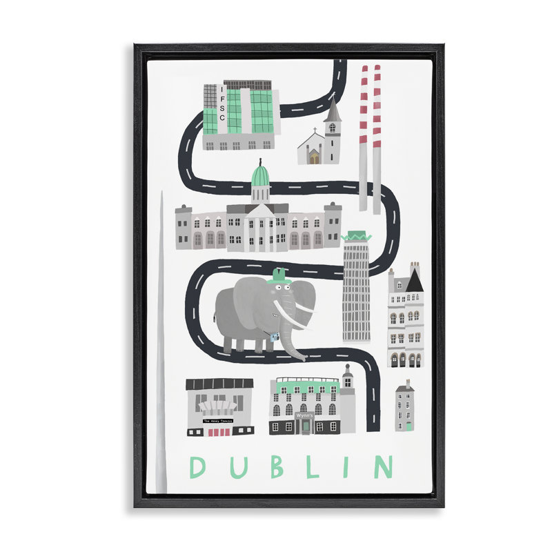 Cadre flottant Dublin City, par Carla Daly, Cadre flottant noir de jais, H 25 po x l 17 po