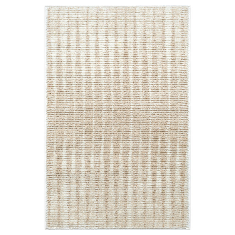 Abani Rugs TER150A Beige Cream Geometric Vertical Lines Neutral Transitional Area Rug, Rectangle 5'3" x 7'6"