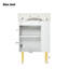 Meuble-lavabo blanc 21,6 po, armoire combinée, meuble de rangement pour salle de bain, lavabo simple en céramique, rangement à gauche-453140825