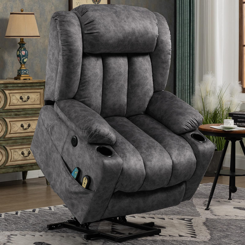 Fauteuil inclinable électrique lève-personne rembourré, Velours gris